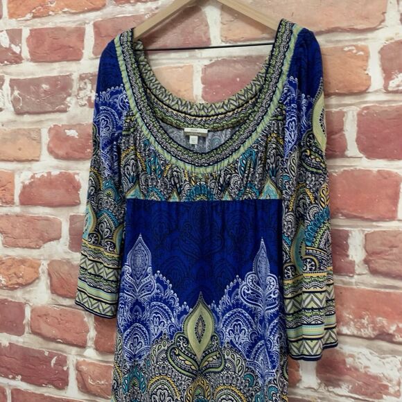 Boston Proper Muse Dress Womens Size 6 Multicolor Boho Floral Abstract Popover - Picture 4 of 8